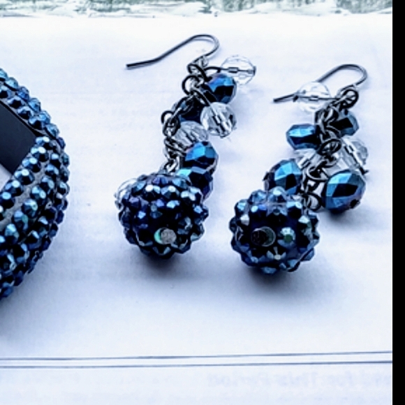 Blue Beaded Sparkly Earrings, Bracelet & Necklace - Picture 9 of 16